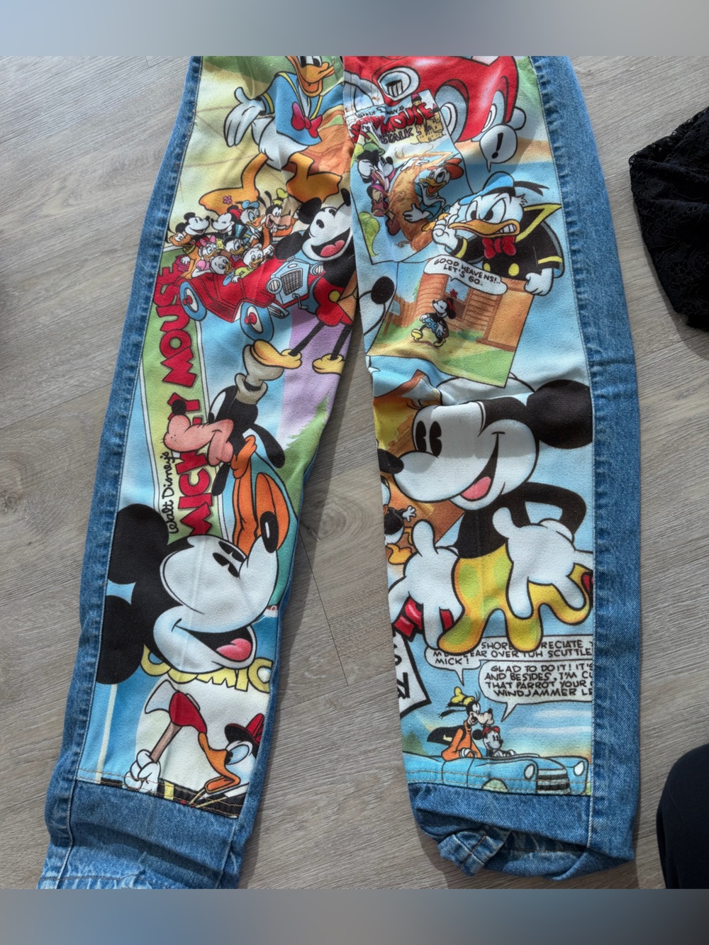 Disney Cartoon-Print Wide Leg Jeans - Multicolor